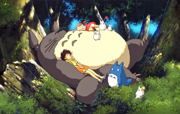 Зелень, Тоторо, Сацуки, Мэй, Hayao Miyazaki, My Neighbor Totoro