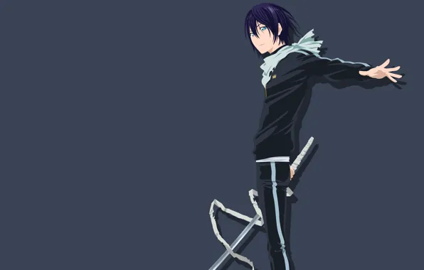Фон, вектор, арт, парень, noragami, бездомный бог, Ято