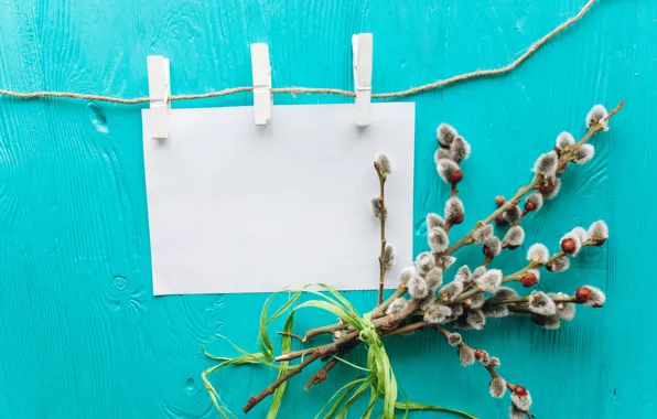 Весна, Букет, лента, бутоны, spring, веточки, ribbon, Bouquet