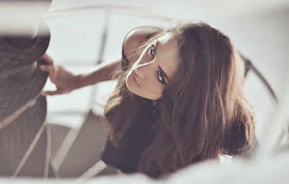 Взгляд, девушка, макияж, шатенка