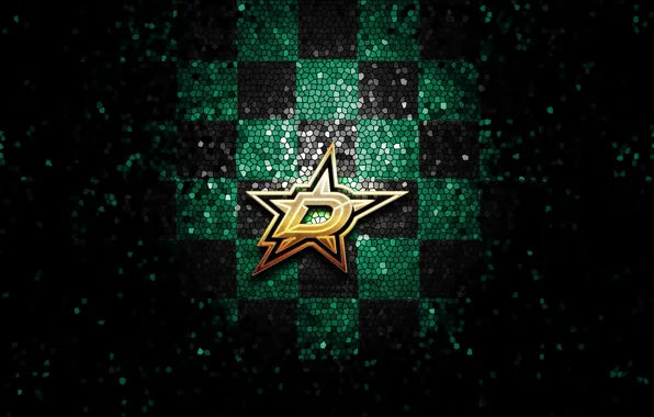 Wallpaper, sport, logo, NHL, hockey, glitter, checkered, Dallas Stars