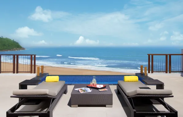 Pool, ocean, view, Villa, terrace