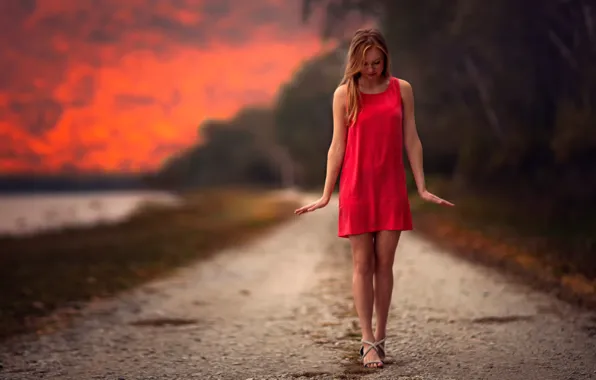Картинка девушка, ножки, в красном, Balance Of Red