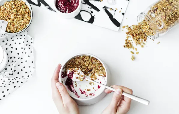 Завтрак, food, breakfast, milk, delicious, tasty, yogurt, овсянка