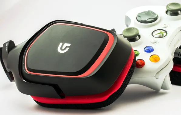 Wallpaper, red, logo, game, black, Logitech, controller, joystick