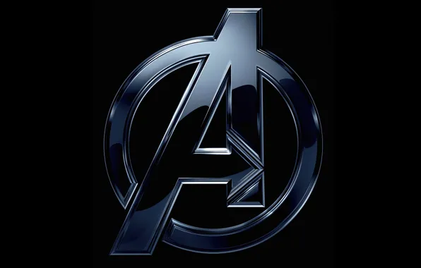 Картинка фантастика, логотип, черный фон, комикс, MARVEL, Мстители, The Avengers