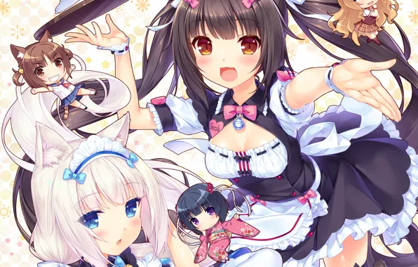 Girl, sexy, cleavage, thighhighs, long hair, dress, boobs, anime