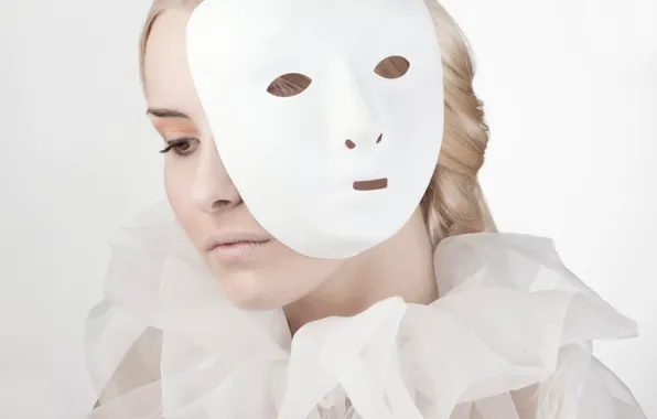 Девушка, портрет, макияж, маска, behind the mask