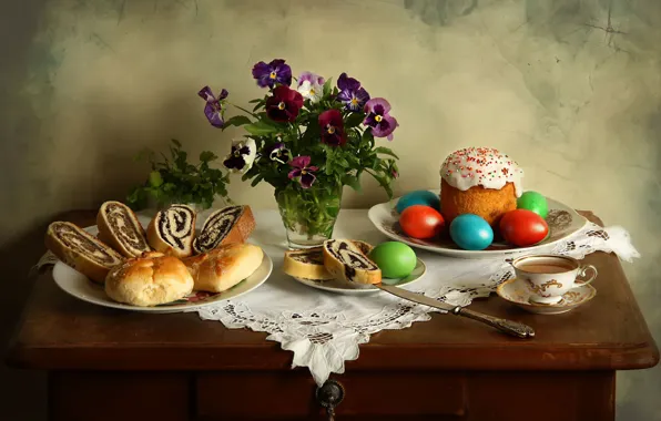 Картинка праздник, яйца, Пасха, натюрморт
