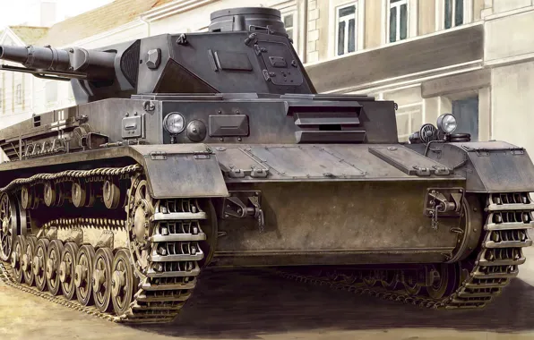 Рисунок, Германия, арт, PzKpfw IV, немецкий средний танк, Ausf.C, Панцерваффе