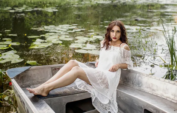 Девушка, поза, лодка, Valerie
