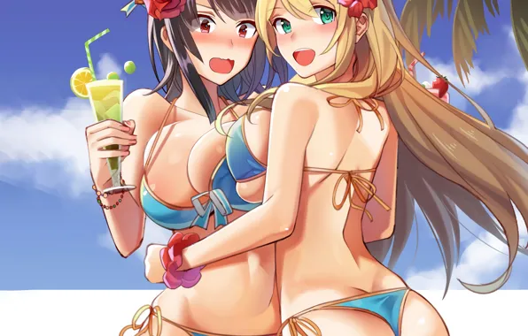 Sexy, ass, cleavage, green eyes, long hair, girls, boobs, anime