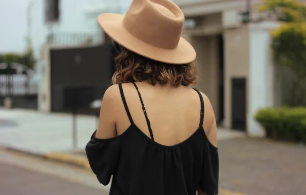Картинка девушка, спина, шляпа