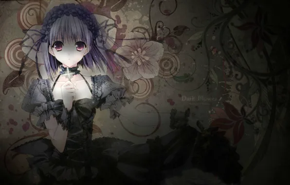 Узор, крест, девочка, оборки, ободок, dark flower