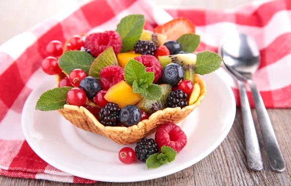 Малина, киви, фрукты, ежевика, fruit, blackberry, berries, raspberry