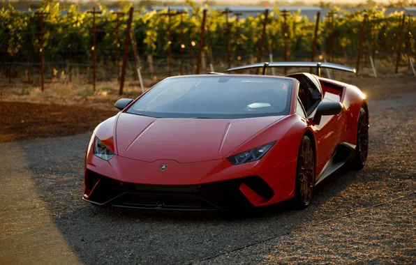 Вечер, Lamborghini, суперкар, Spyder, 2018, Performante, Huracan, North America version
