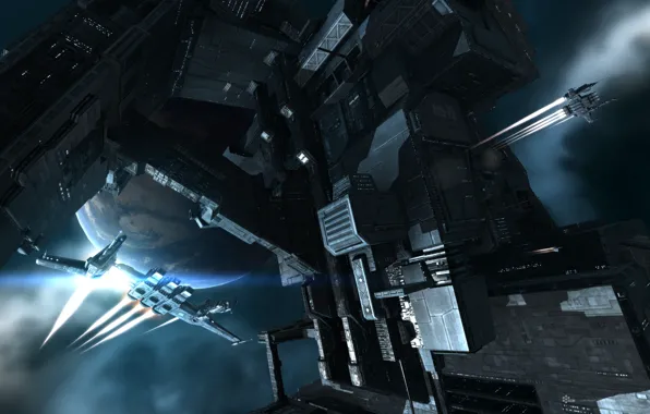 Космос, планета, станция, space, космический корабль, station, eve online, space ship