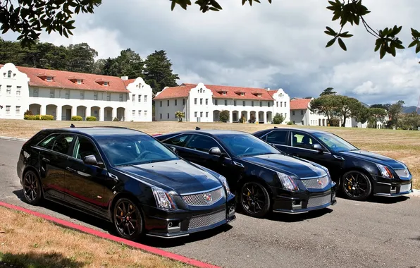 Картинка чёрный, Cadillac, купе, CTS, седан, передок, универсал, Кадилак