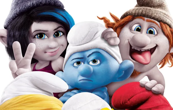 Картинка Париж, семья, гномы, Paris, гномики, Смурфики 2, The Smurfs 2