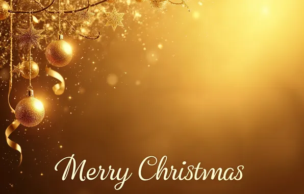 Украшения, фон, шары, Рождество, Новый год, golden, new year, Christmas