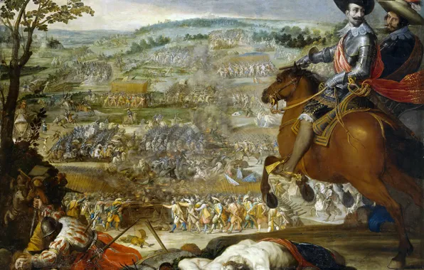 Картинка картина, армия, сражение, батальный жанр, Винченцо Кардуччи, Победа в Битве при Флерюсе