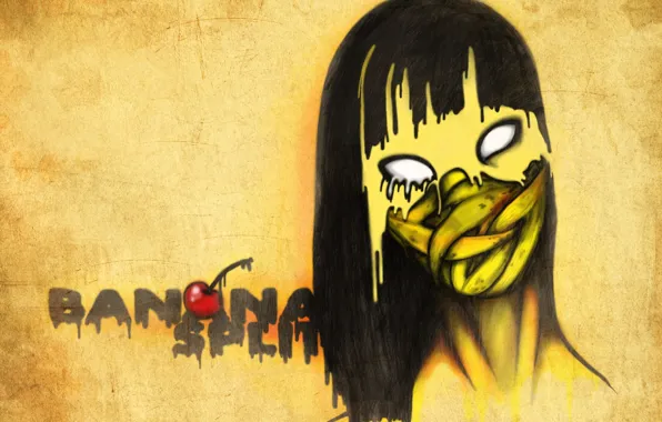 Zombie, десерт, yellow, cherry, bananasplit