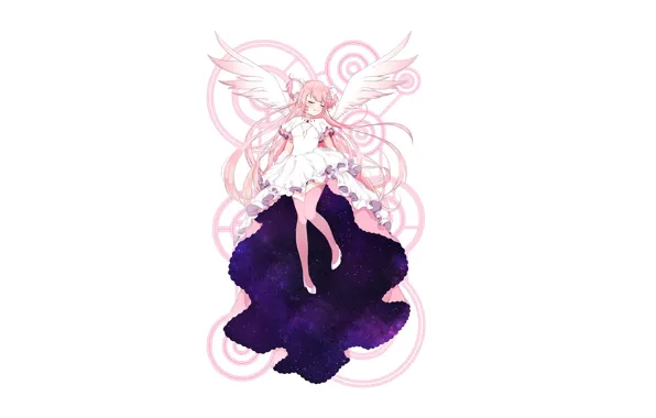 Арт, девочка, белый фон, Mahou Shoujo Madoka Magica, Девочка-Волшебница Мадока