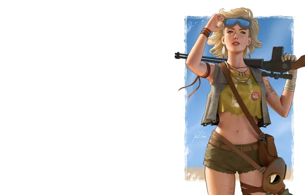 Картинка девушка, оружие, арт, Rob Vital, Wasteland girl v2.1