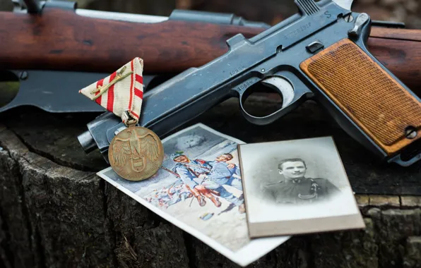 Пистолет, фотография, медаль, винтовка, 1915, Steyr M95, Astro-Hungarian
