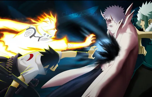 Парни, сражение, Наруто, Naruto