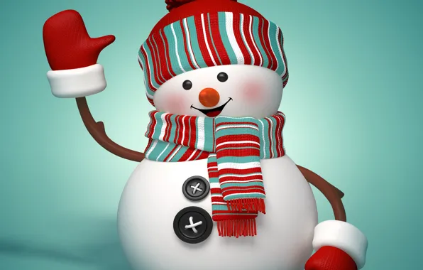Картинка Новый Год, Рождество, снеговик, Christmas, winter, New Year, cute, snowman