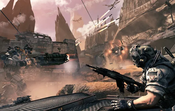 Gun, game, robot, soldier, weapon, war, man, rifle