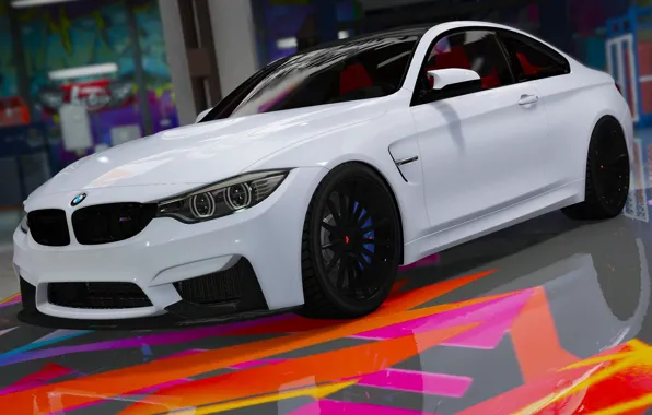 Белый, линии, бмв, BMW, F82, GTA 5, 2015
