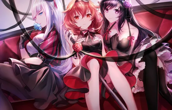 Девушки, anime, art, Idol Memories, Nanami Hoshi, Miku Kajiwara, Yucho La