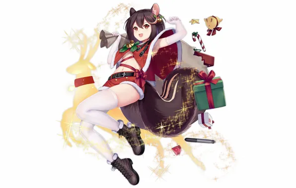 Girl, sexy, Christmas, boobs, anime, beautiful, pretty, breasts