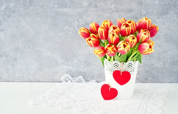 Картинка любовь, цветы, сердце, букет, colorful, тюльпаны, red, love