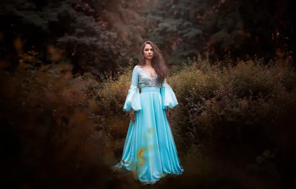 Лето, взгляд, девушка, природа, поза, стиль, платье, Nicole Lau