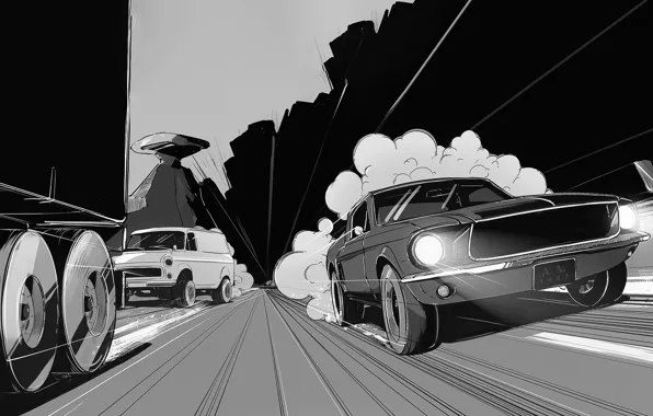 Mustang, Ford, Авто, Дорога, Машина, Стиль, Погоня, Ford Mustang