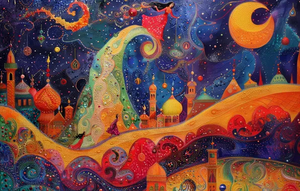 Картинка нейросеть, арабские сказки, Тысяча и одна ночь