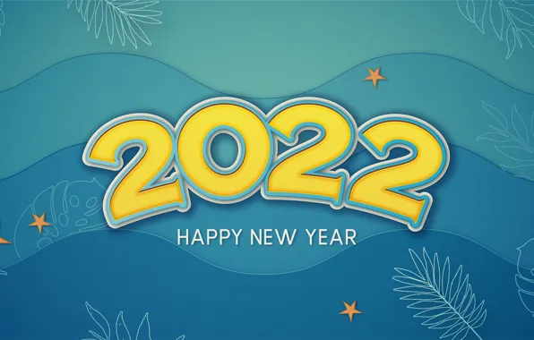 Волны, вектор, цифры, Новый год, 2022
