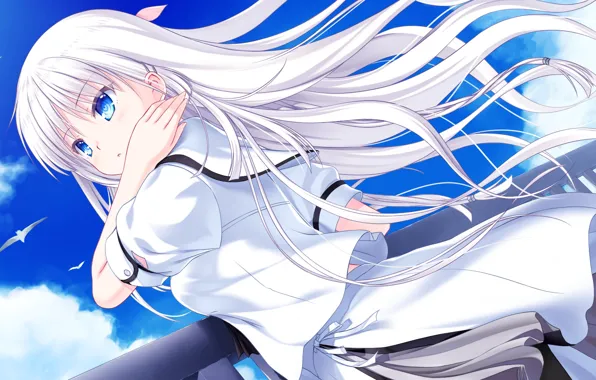 Девушка, арт, аниме игра, Summer Pockets
