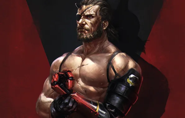 Картинка рука, борода, Snake, art, протез, Metal Gear Solid, Jack, Konami