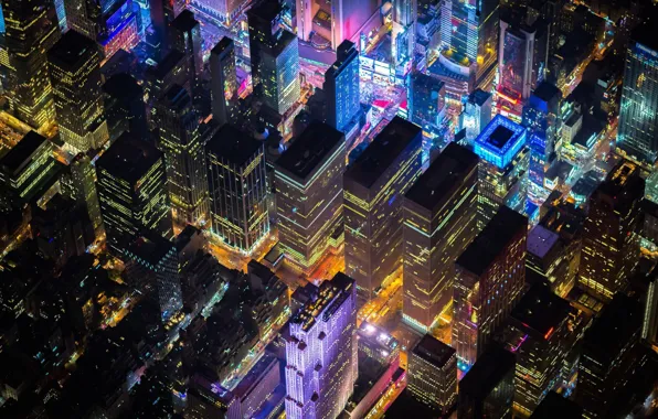 Картинка lights, USA, United States, night, New York, Manhattan, NYC, New York City, evening, buildings, America, …