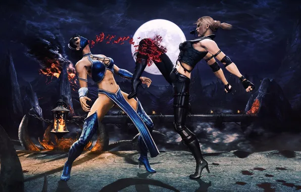 Картинка Mortal Kombat, китана, Смертельная битва, kitana, Sonya Blade, Соня Блейд, Мортал комбат