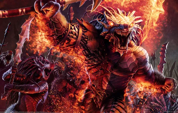 Картинка Война, CG Wallpapers, Мечи, Steve Argyle, Dragonborn Barbarians