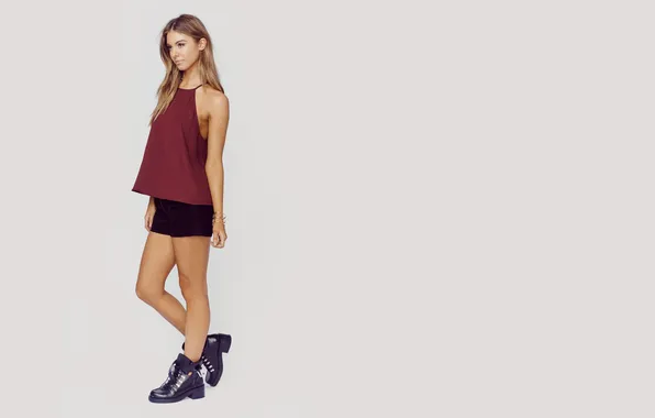 Girl, shorts, model, boots, slim, tank top, carmela rose