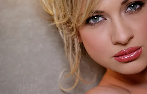 Картинка взгляд, лицо, модель, блондинка, локоны