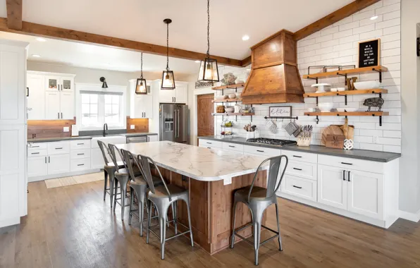 Дизайн, стиль, интерьер, столовая, North Dakota, Северная Дакота, modern farmhouse, современный фермерский дом