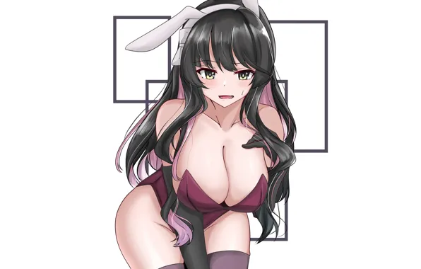 Girl, sexy, cleavage, thighhighs, long hair, boobs, anime, beautiful