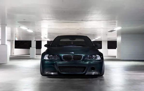 Parking, Front view, Dark green, M3, BMW, E46